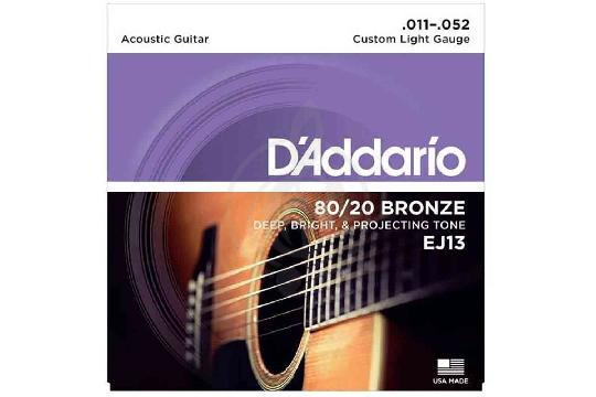 Изображение D'Addario EJ13 BRONZE 80/20 - Струны для акустической гитары, бронза 11-52