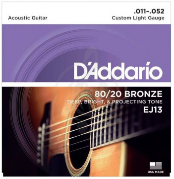 Изображение D'Addario EJ13 - Струны для акустической гитары, бронза 11-52