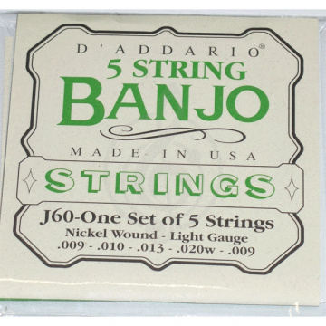 Изображение D'Addario J60 - струны для банджо, 5 String and Tenor Banjo/Light/Nickel