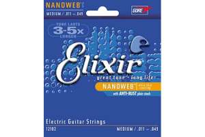 Изображение Elixir 12102 NanoWeb струны для электрогитары Medium 11-49