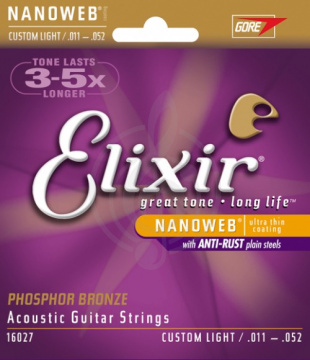 Изображение ELIXIR 16027 струны для акустической гитары 11-52