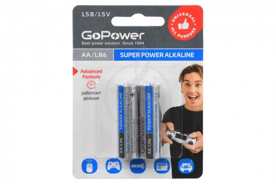 Изображение GoPower Super Power Alkaline - Элемент питания AA/LR6 щелочной 1.5В, 2шт