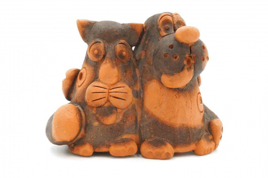 Изображение Керамика Щипановых SP02 - Свистулька парная Кот и Пес