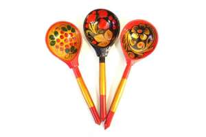 Изображение Хохлома LHL6401 - Деревянная ложка полубаская, роспись "Хохлома"