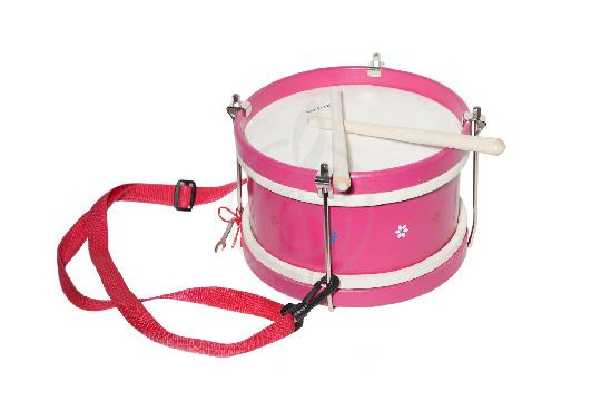 Изображение Lutner FLT-KTYG-1A Детский барабан розовый, диаметр 22см, на ремне, с палочками. 